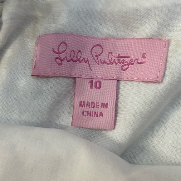 Lilly Pulitzer Alivia Dress Sz 10 Resort White Sea Spray Eyelet Coastal Preppy - Picture 3 of 9